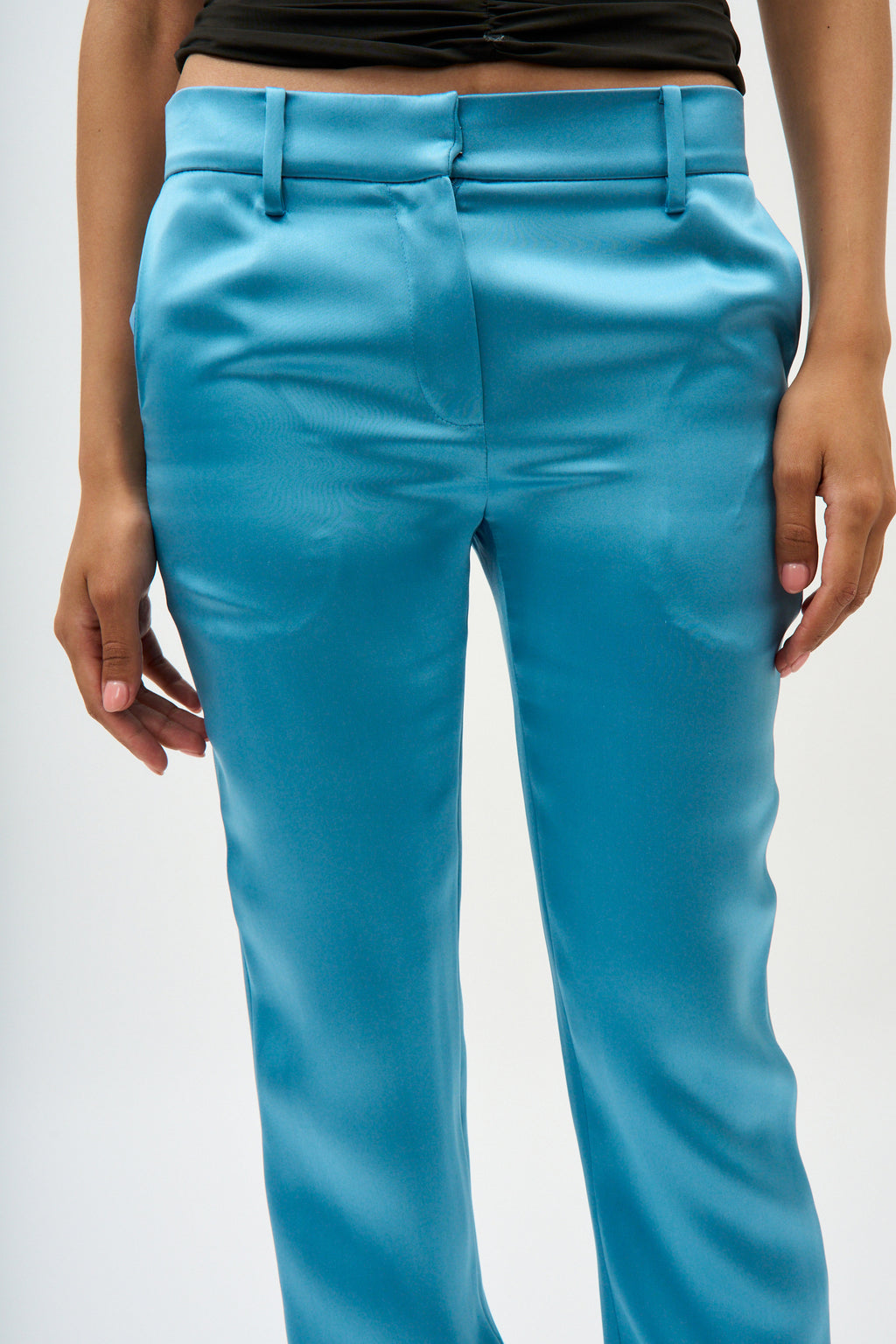 Silk Skinny Aquamarine Trousers - Désordre Boutique