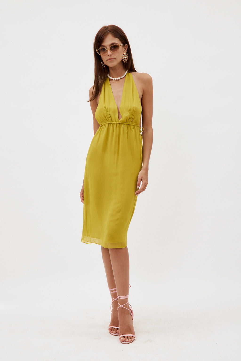 Silk Springs Halter Limeade Dress - Désordre Boutique