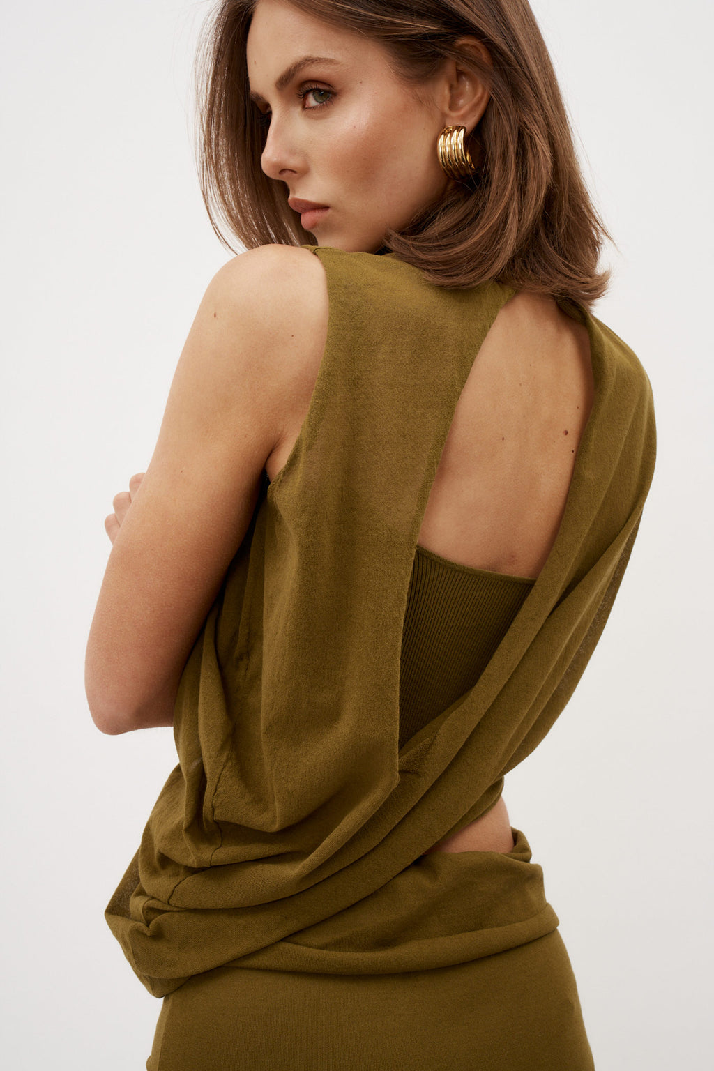 Slide Drape Tee Olive Dress - Désordre Boutique