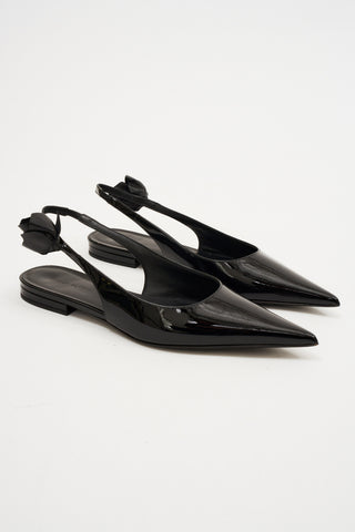 Slingback Rose Patent Black Flats - Désordre Boutique