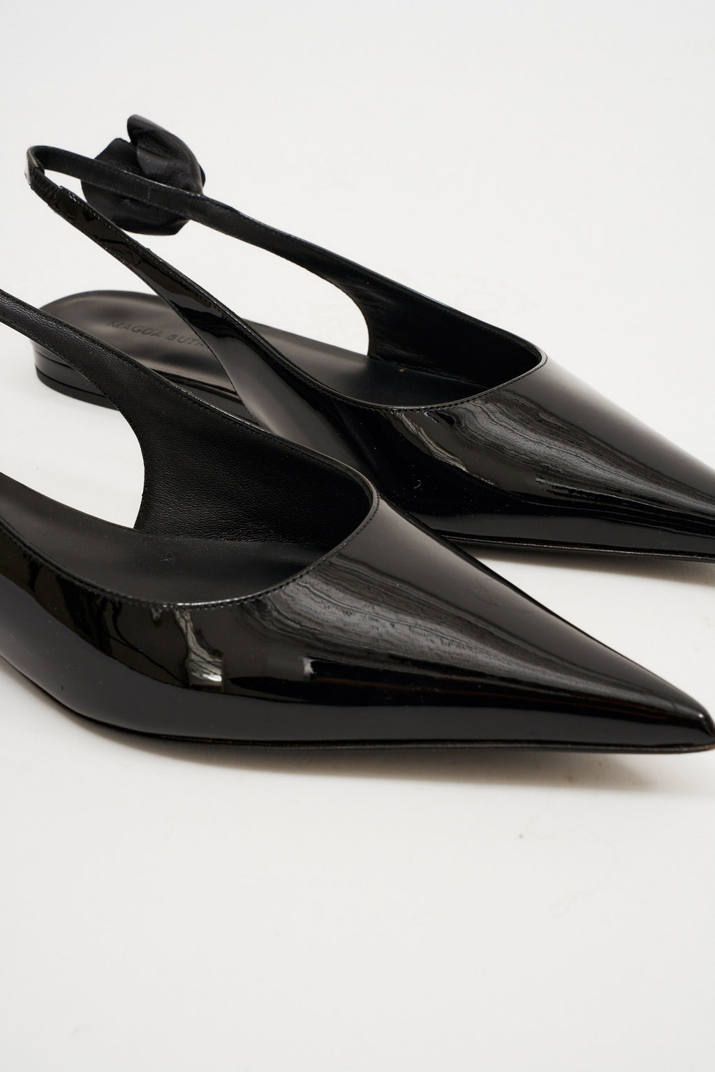 Slingback Rose Patent Black Flats - Désordre Boutique