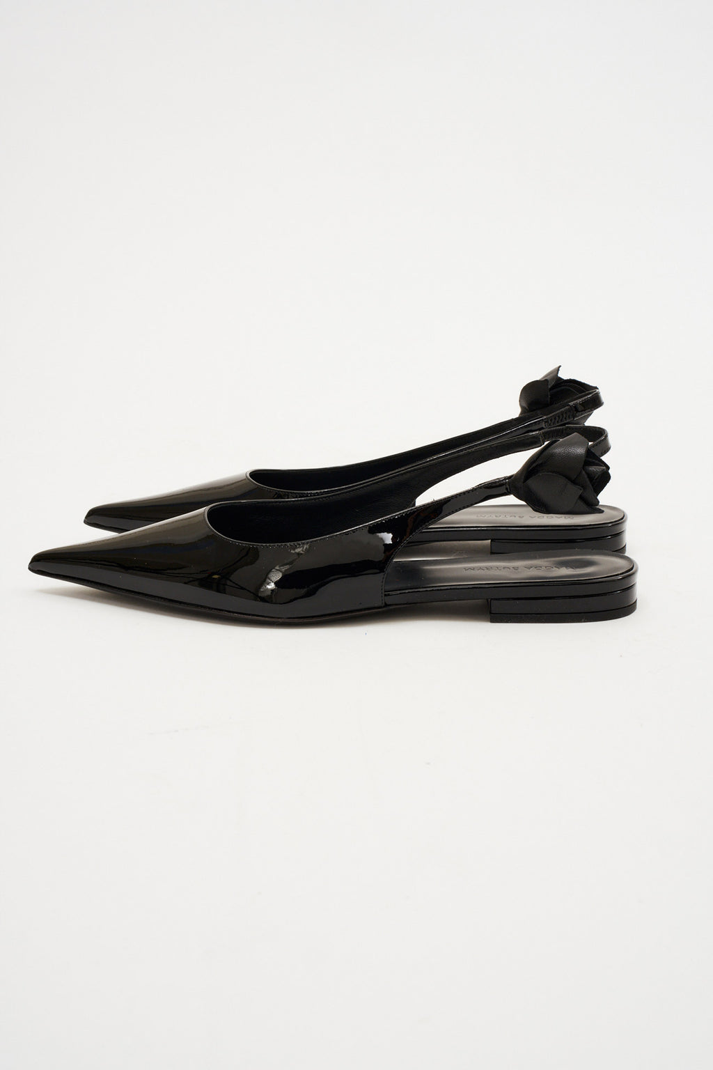 Slingback Rose Patent Black Flats - Désordre Boutique