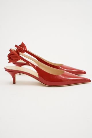 Slingback Rose Red Kitten Heel - Désordre Boutique