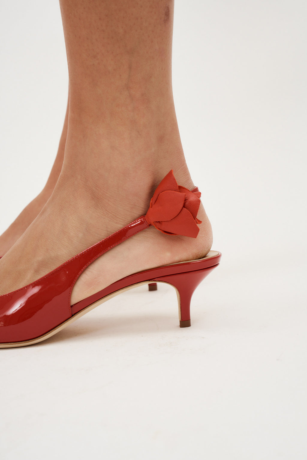 Slingback Rose Red Kitten Heel - Désordre Boutique