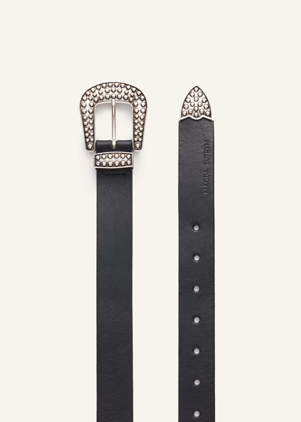 Studded Buckle Leather Black Belt - Désordre Boutique