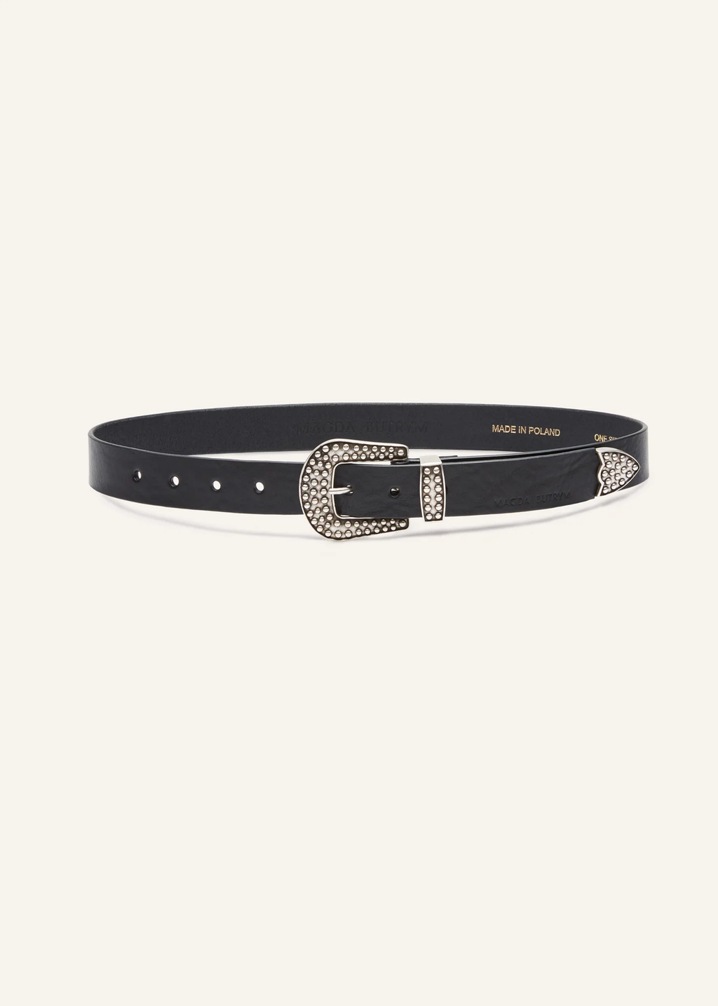 Studded Buckle Leather Black Belt - Désordre Boutique