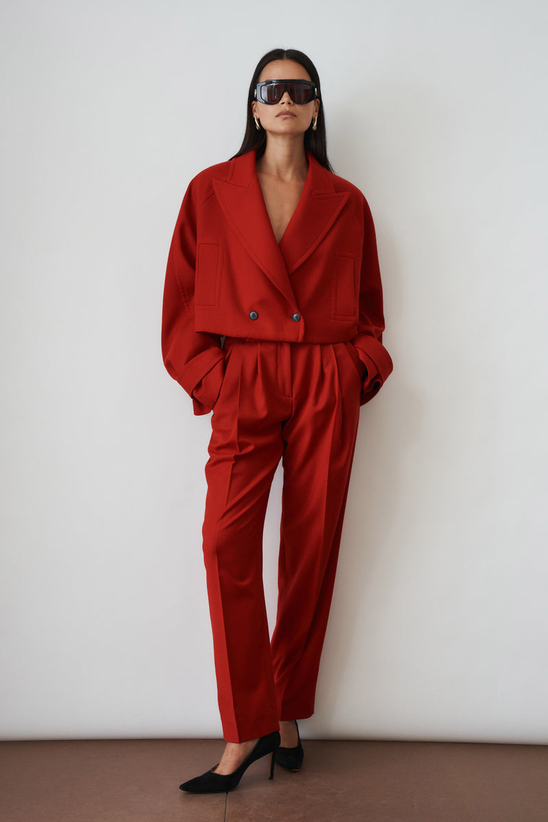 Red Wool Cropped Blazer - DÉSORDRE