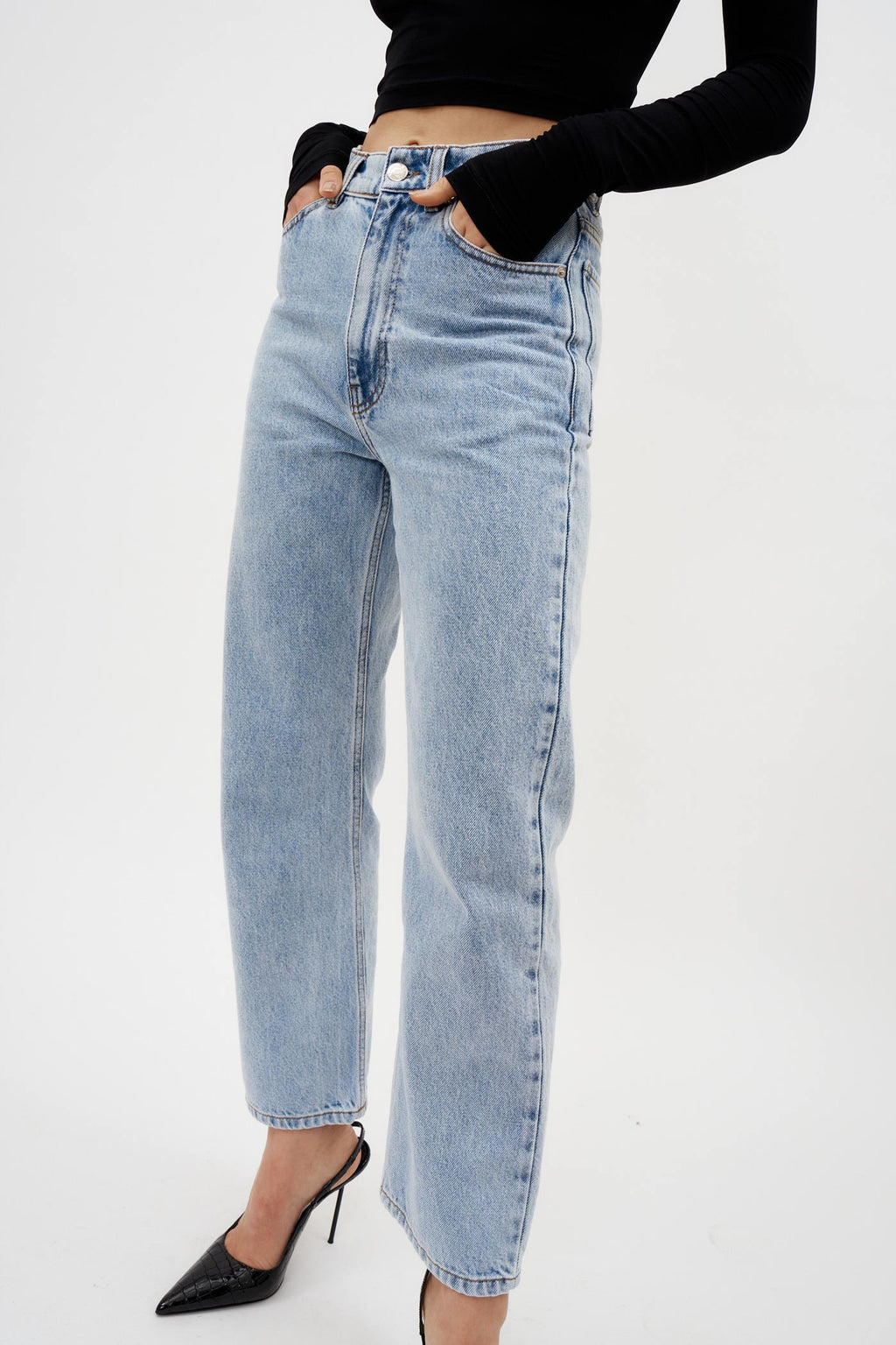 Tori Mum Washed Blue Jeans - Désordre Boutique