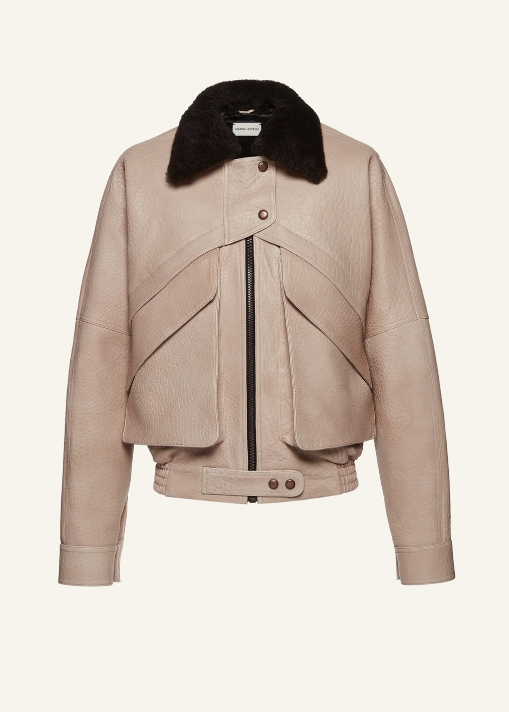 Vintage Embossed Leather Bomber Cream Jacket - Désordre Boutique