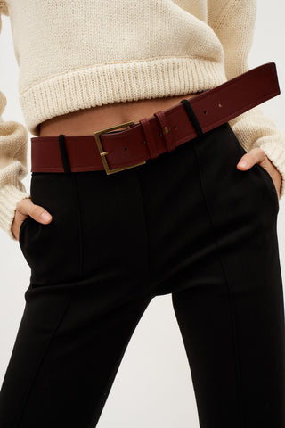 Wide Leather Bordeaux Belt - Désordre Boutique