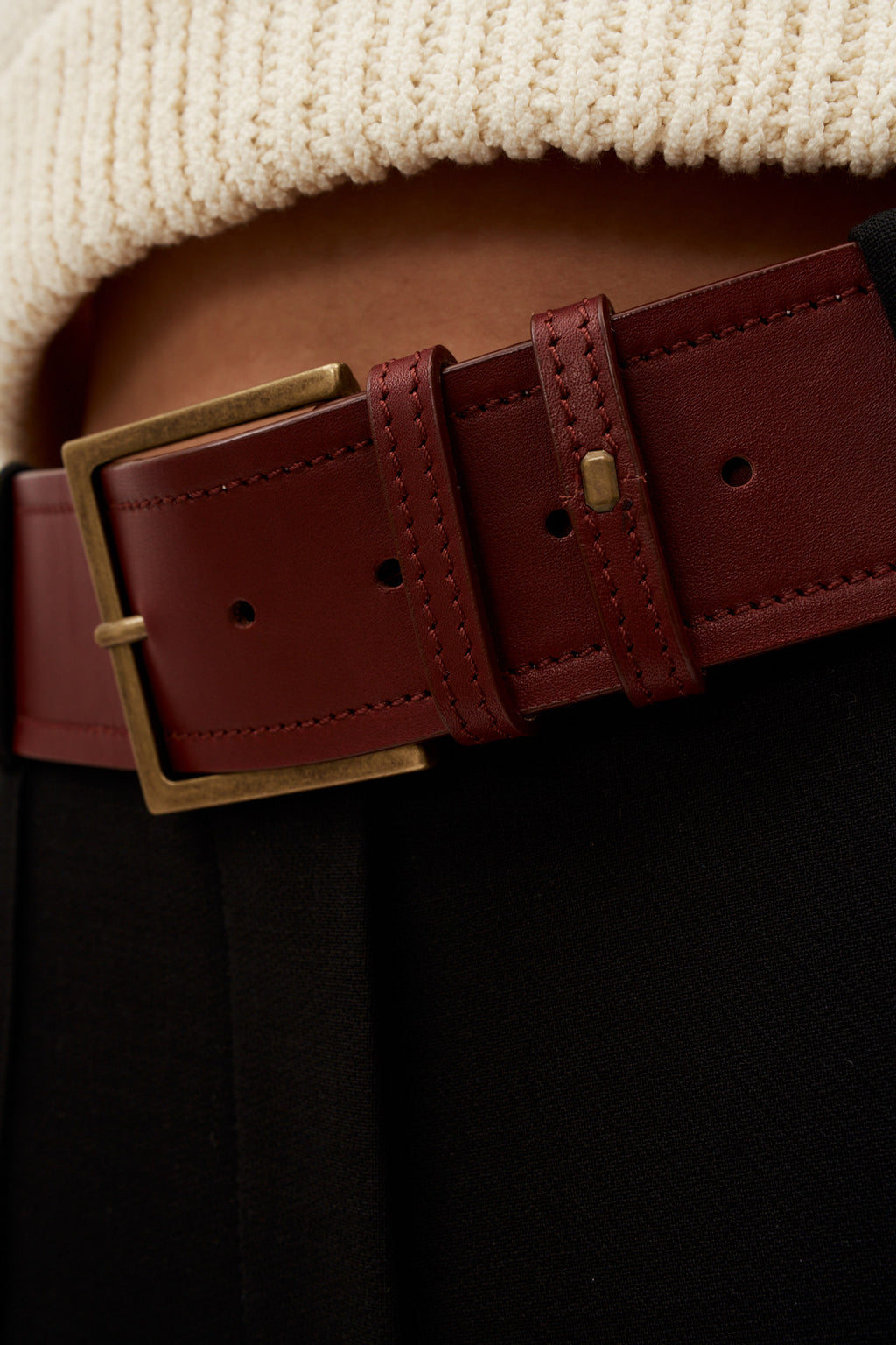 Wide Leather Bordeaux Belt - Désordre Boutique