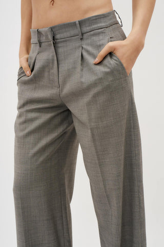 Wide Leg Grey Tailored Wool Pants - Désordre Boutique