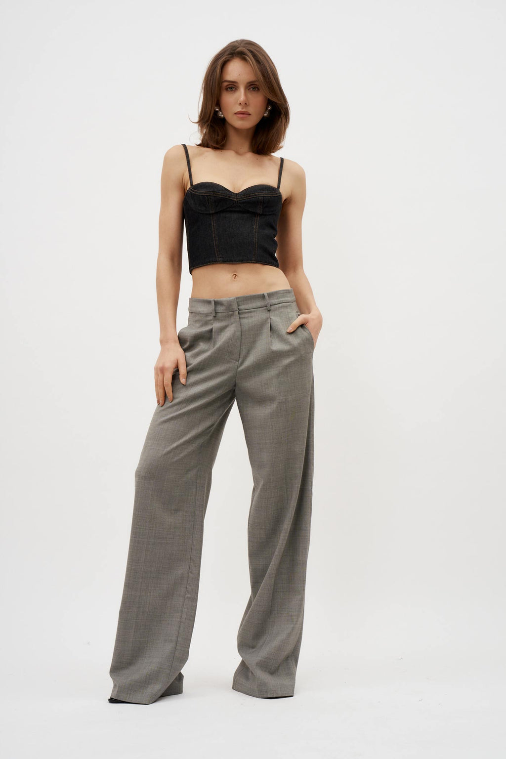 Wide Leg Grey Tailored Wool Pants - Désordre Boutique