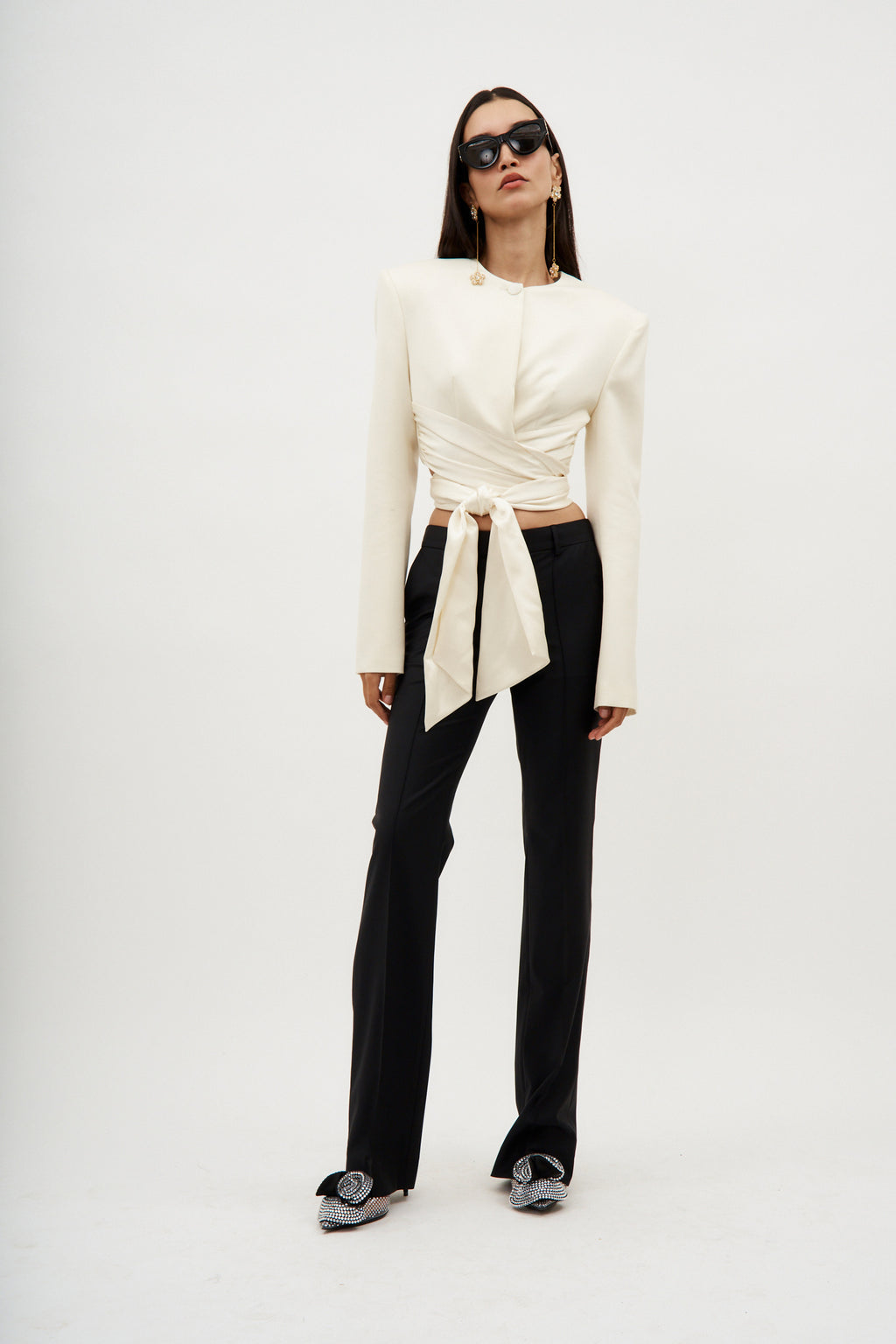 Wrap Waist Cream Tailored Jacket - Désordre Boutique