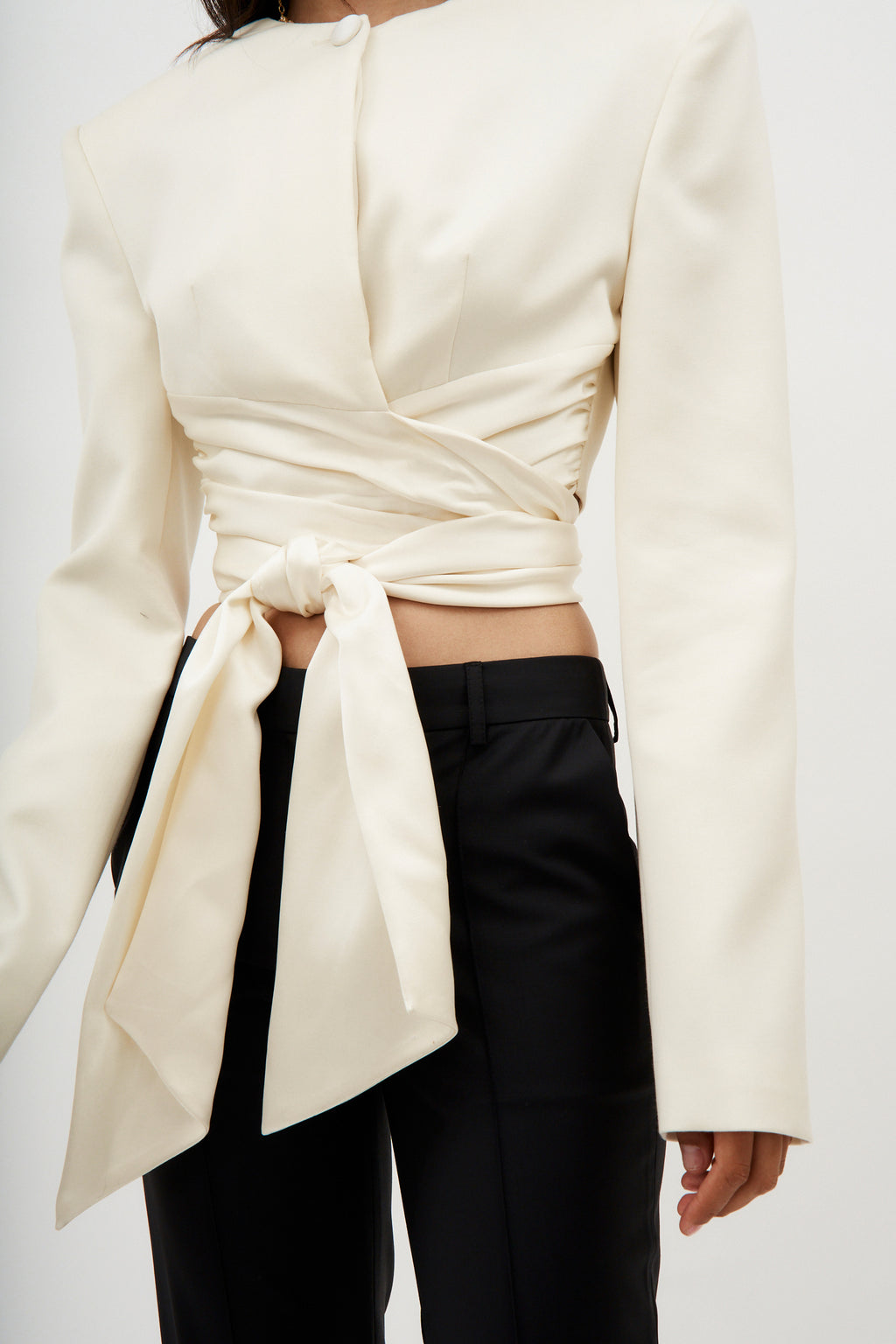 Wrap Waist Cream Tailored Jacket - Désordre Boutique