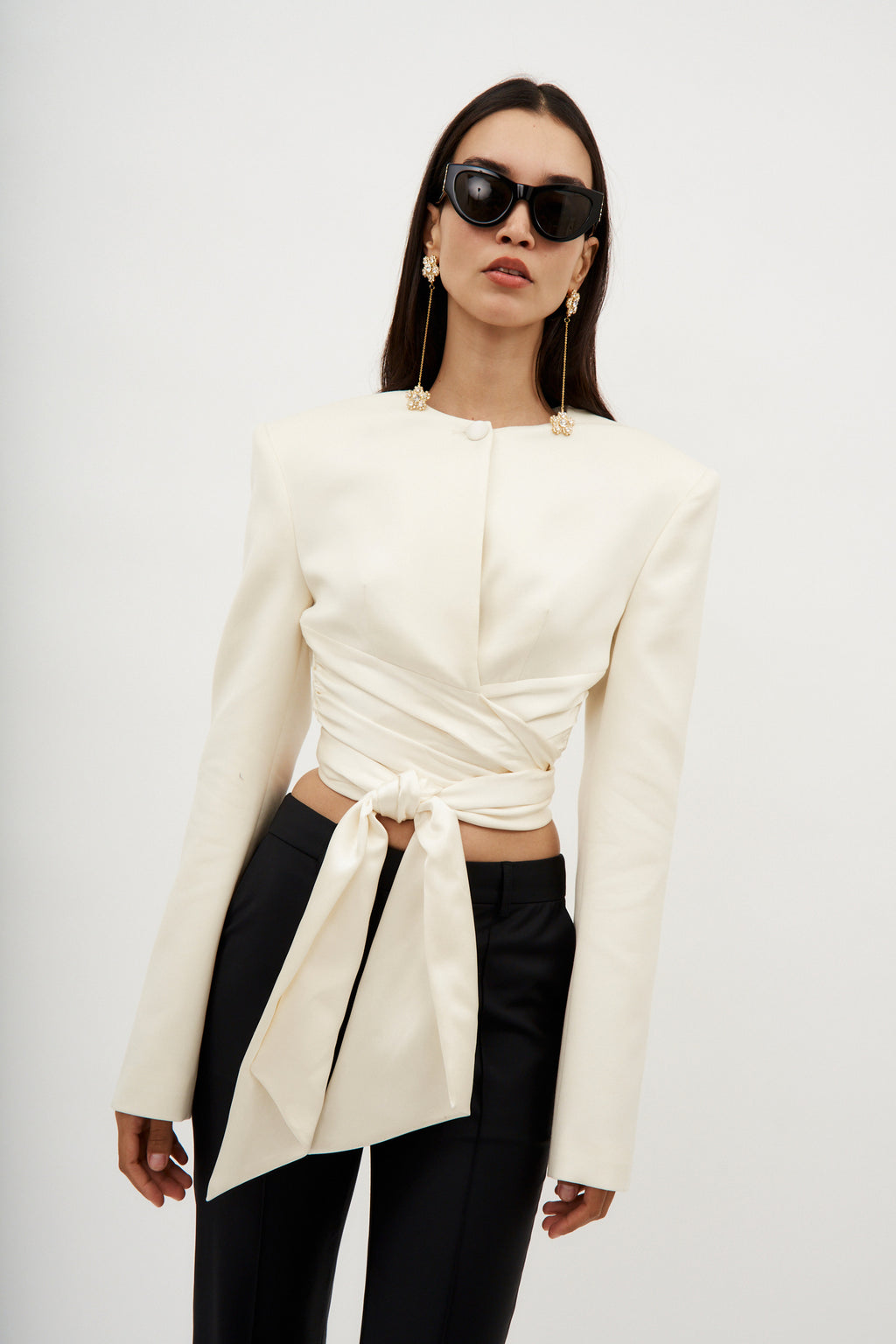 Wrap Waist Cream Tailored Jacket - Désordre Boutique