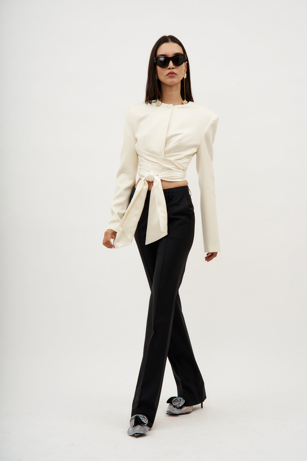 Wrap Waist Cream Tailored Jacket - Désordre Boutique