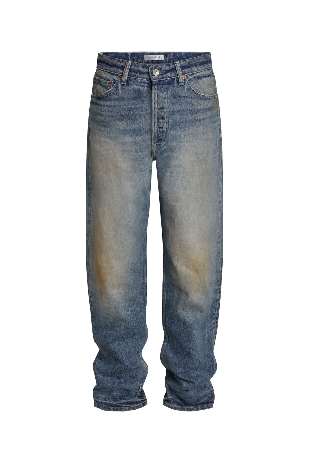 Tapered Beige Wash Jeans