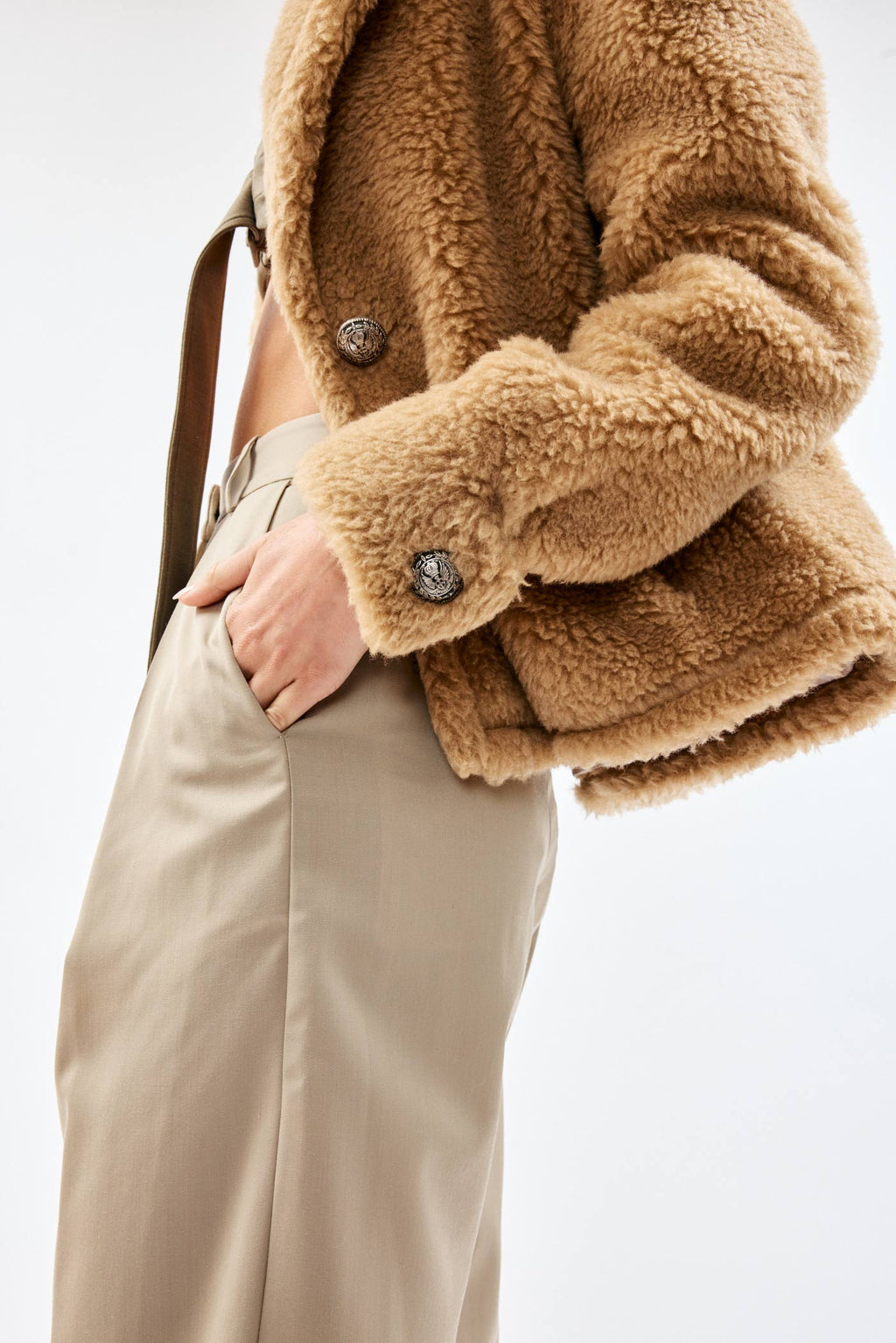 Two Button Cuddle Camel Jacket