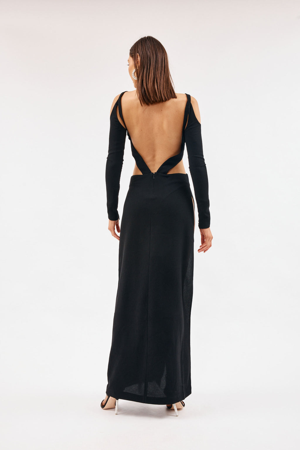 Backless Cut Out Black Dress