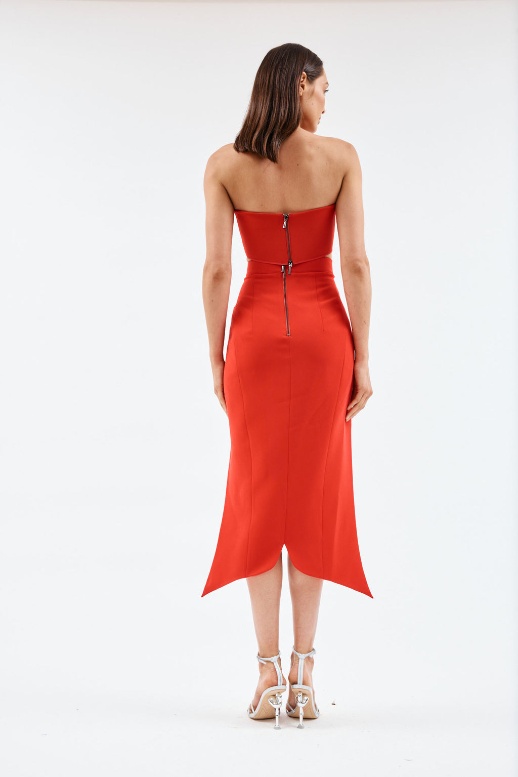 Furtive Red Cutaway Skirt