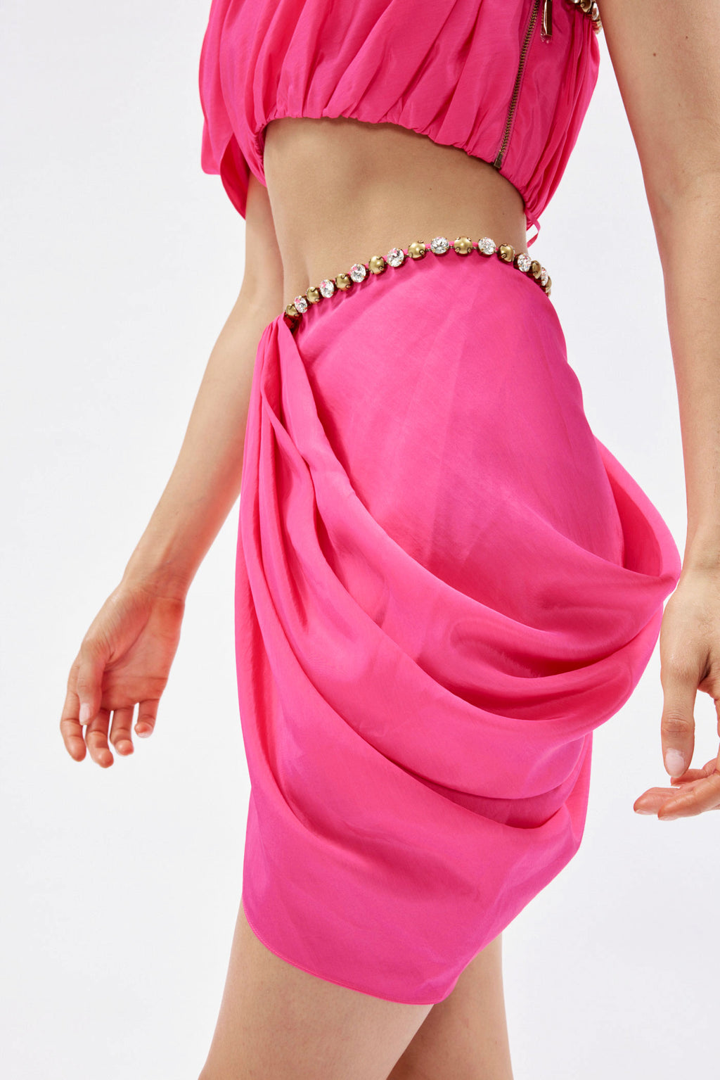 Draped Hot Pink Mini Skirt