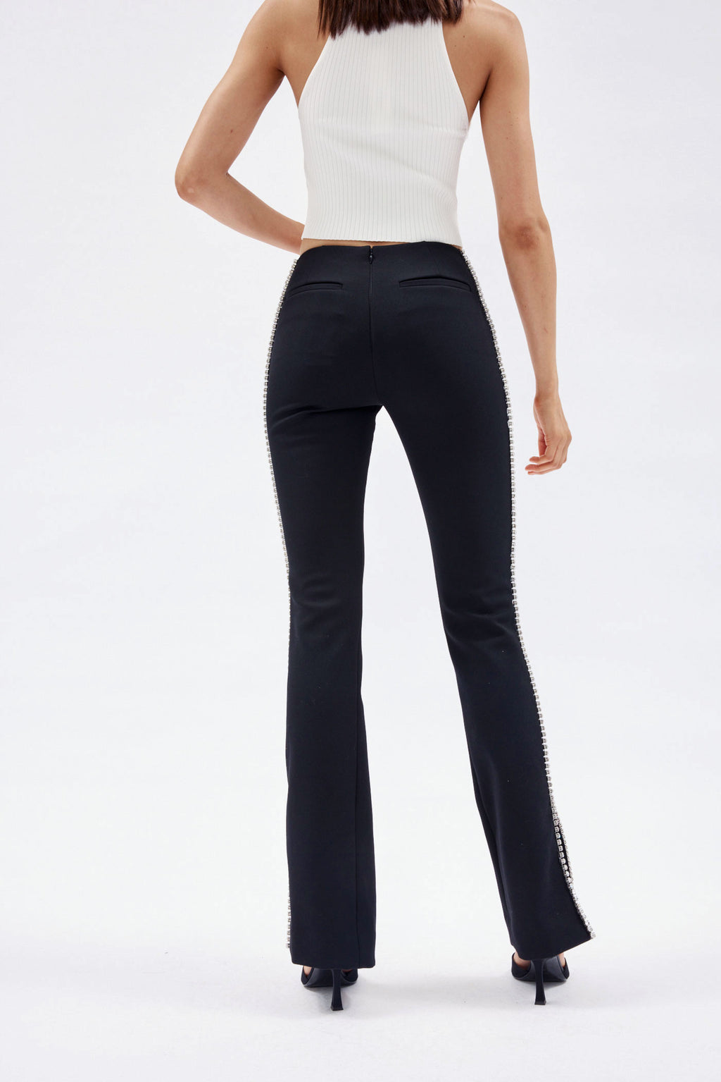 Slim Black Pant with Cage Strap Cutout