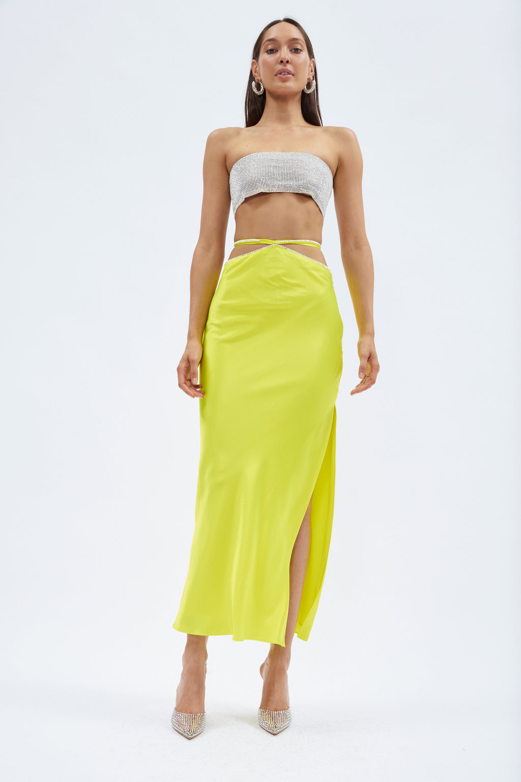 Crystalline Acid Yellow Bias Slip Skirt