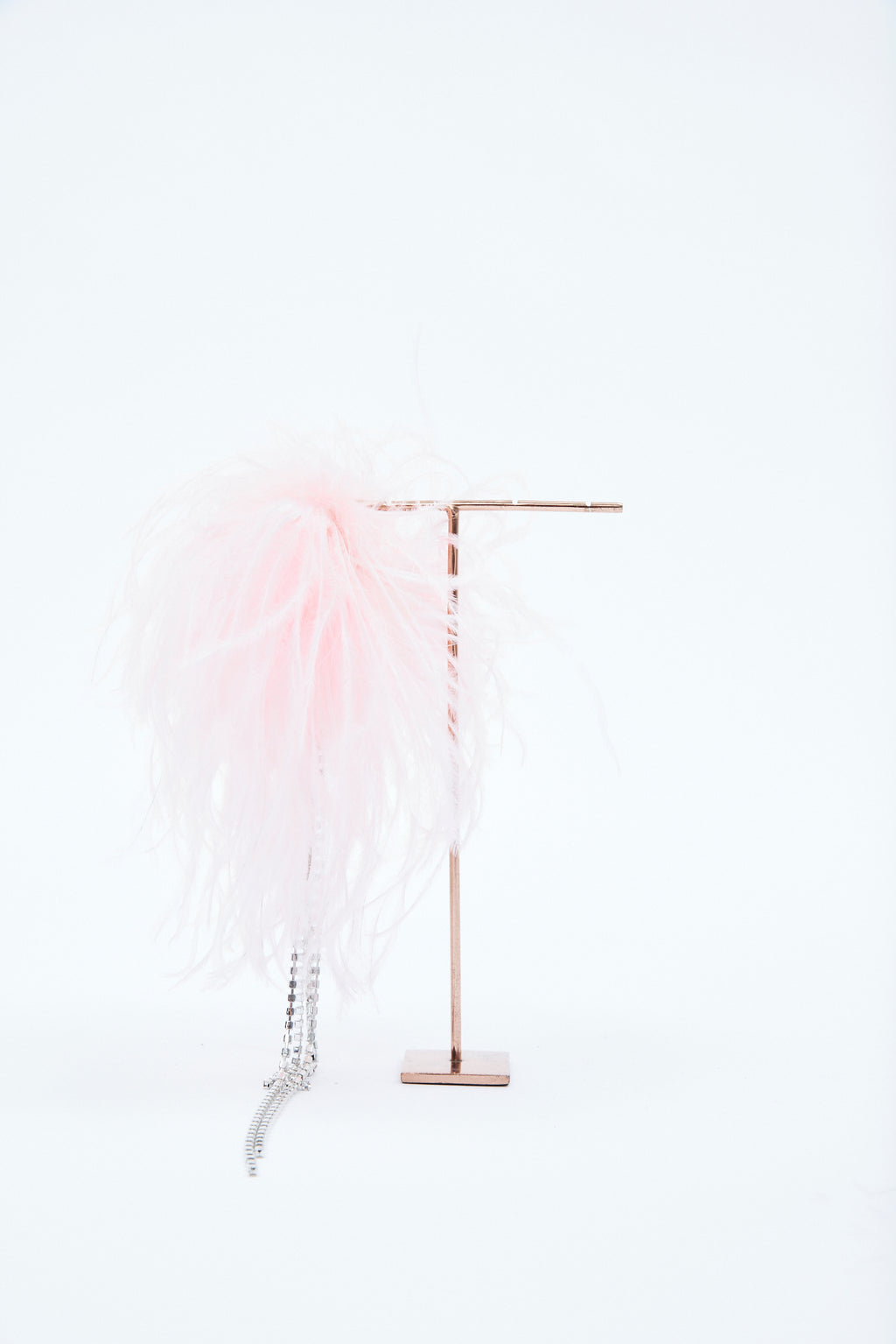 Feather Crystal Light Pink Brooch Earring