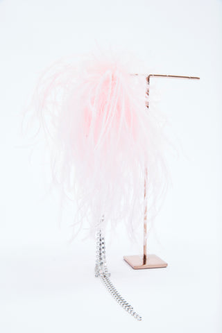 Feather Crystal Light Pink Brooch Earring