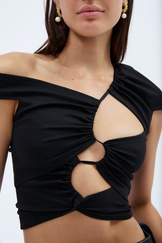 Sleeveless Black Cut Out Tension Top