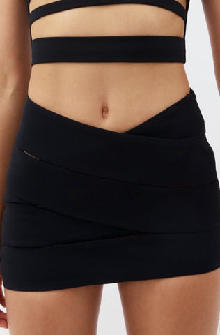 Banded Black Mini Skirt