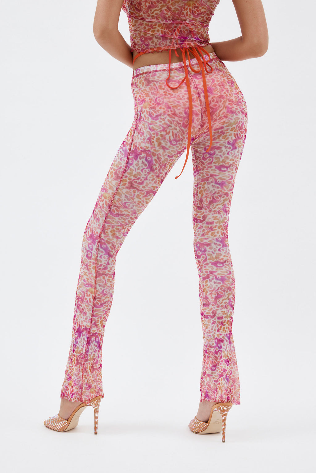 Mesh Leopard Orchids Fitted Pants