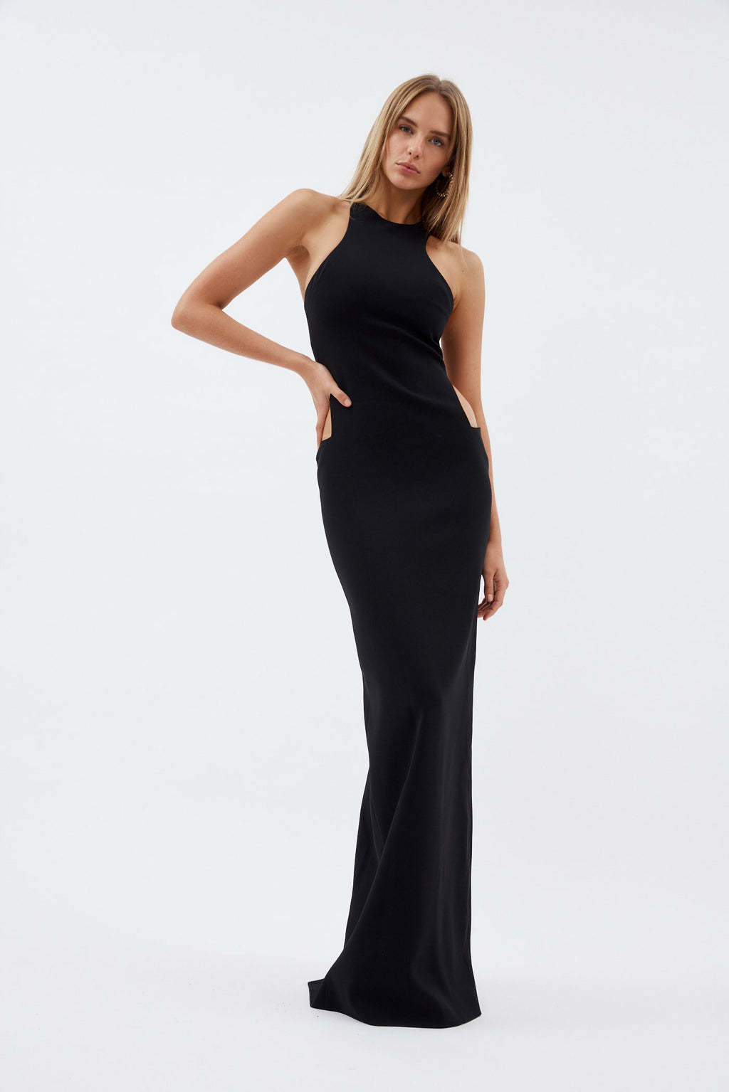 Racer Cut Black Dress With Cut Out