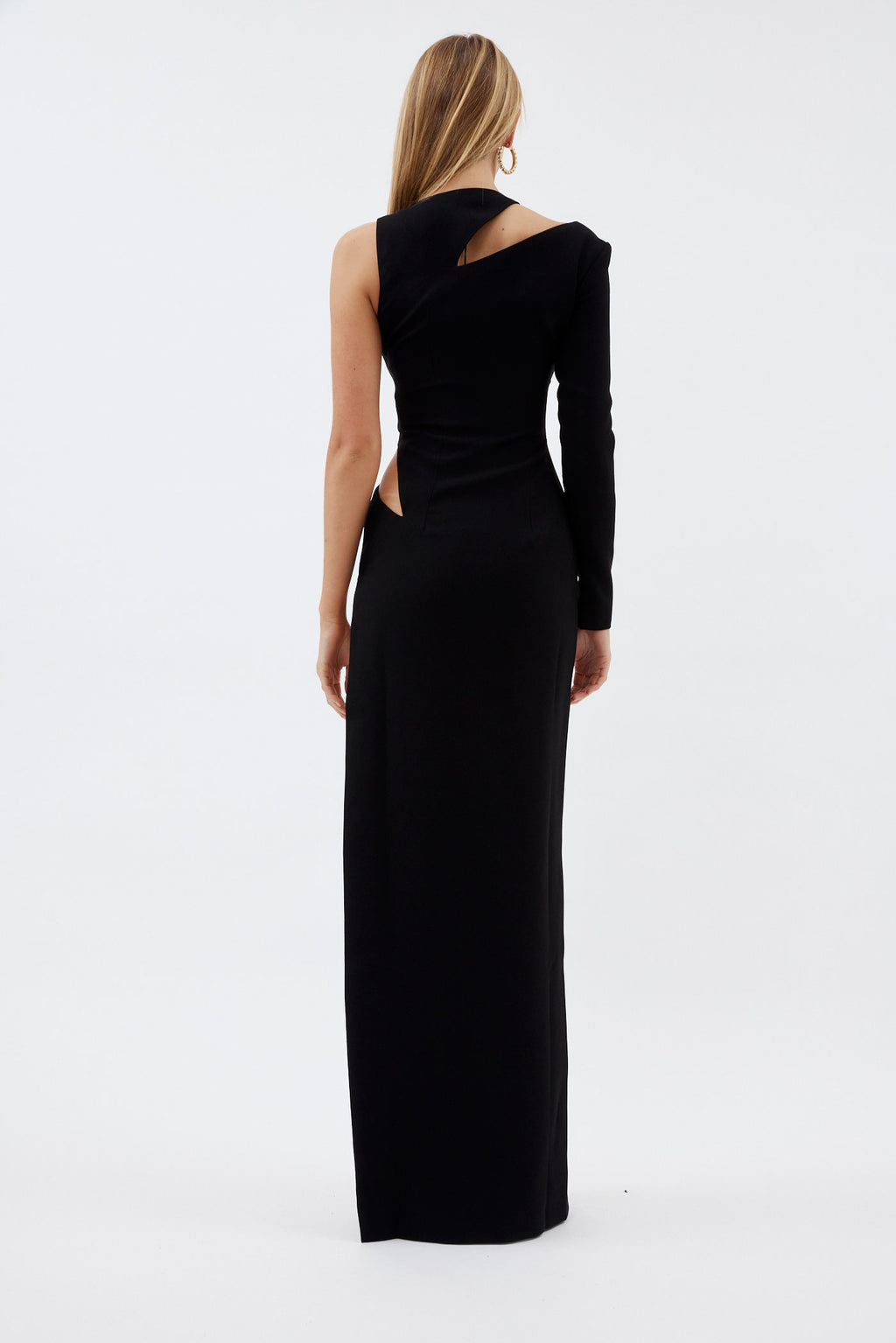 One Shoulder Long Sleeve Cut Out Maxi Dress