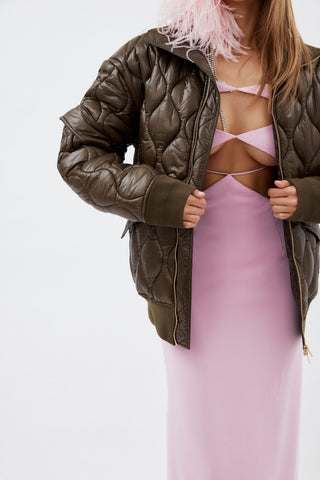 Quilted Ribstop Moss Oversized Flight Jacket