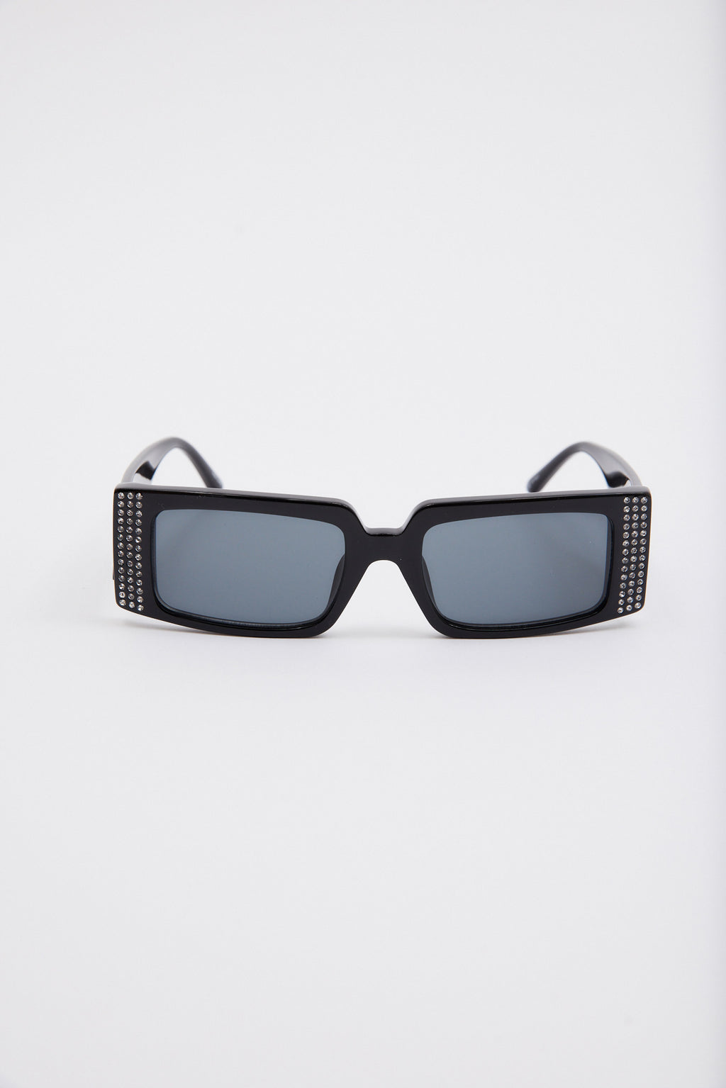 Rectangle Black Crystal Sunglasses
