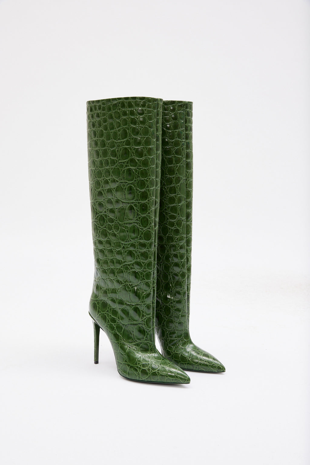 Croco Green Stiletto Boots