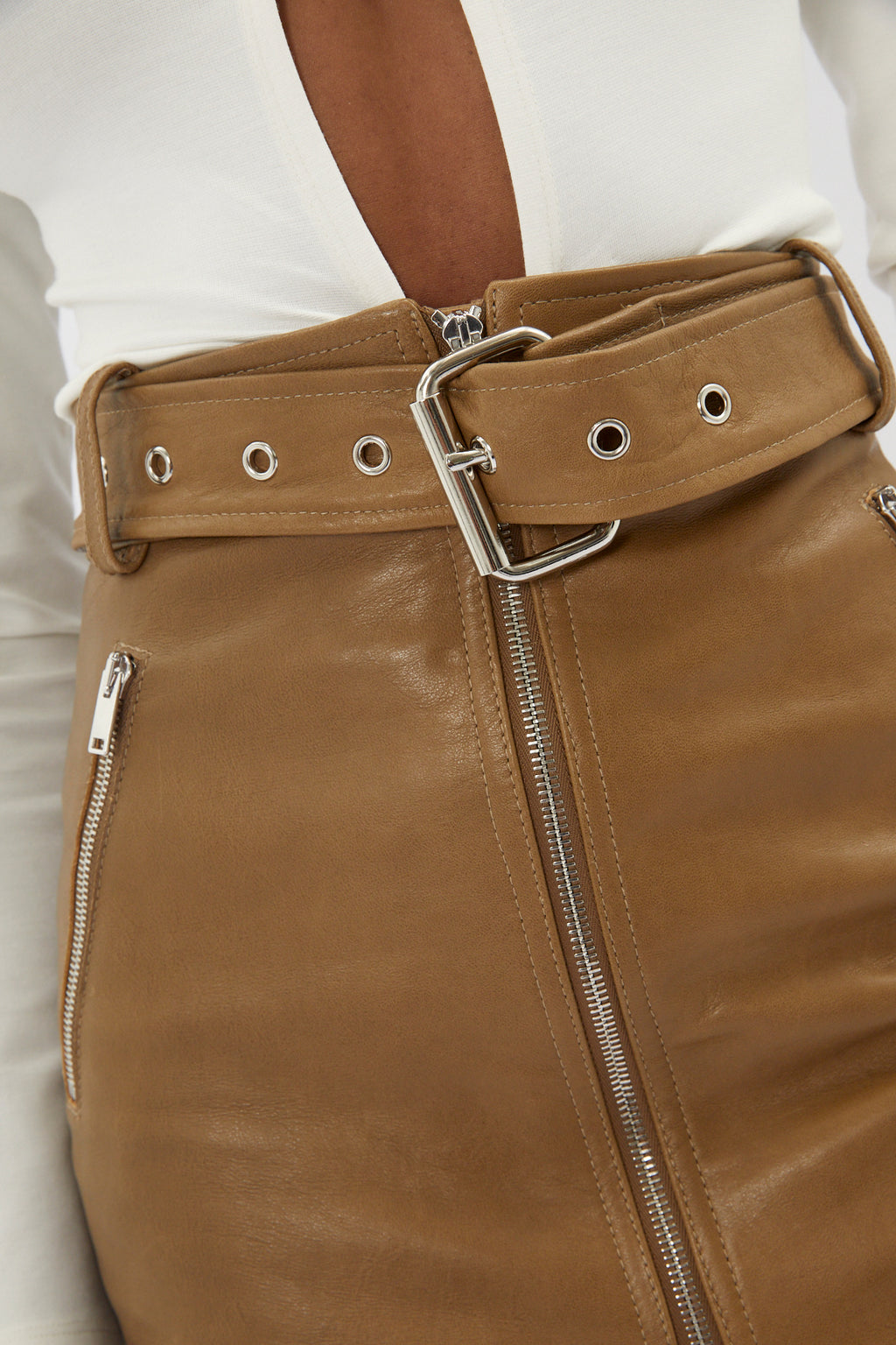 Luana Flax Leather Skirt