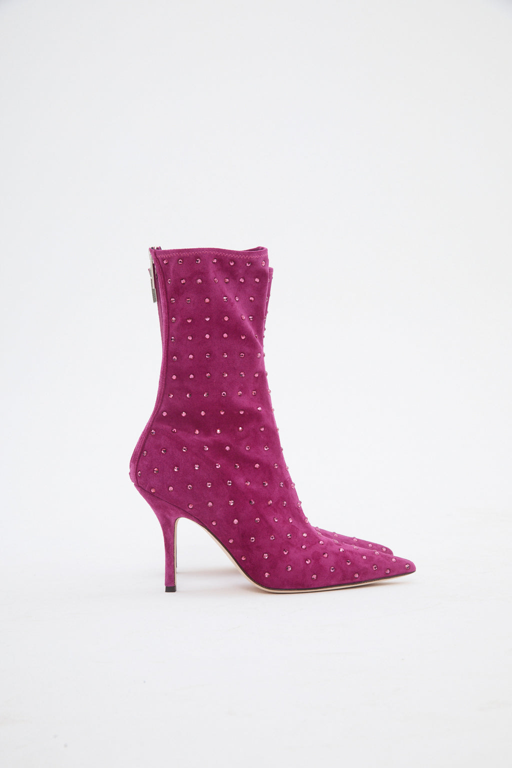 Holly Mama Pink Ruby Crystal Ankle Boots
