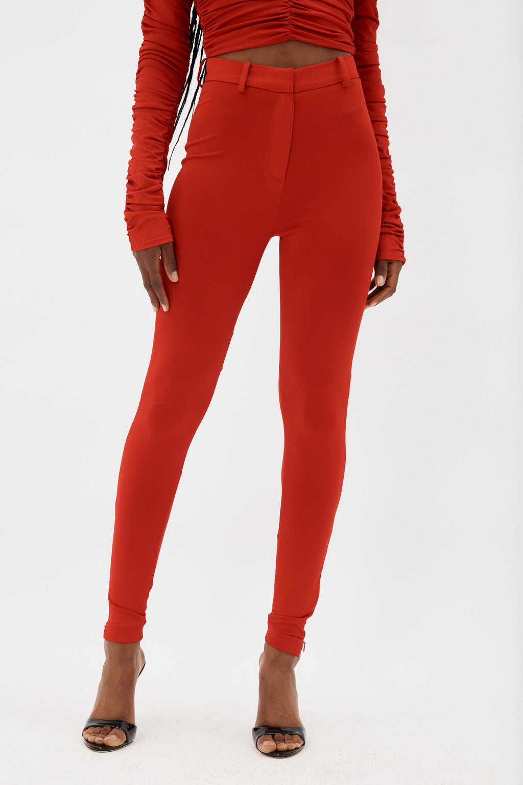 Skinny Red Tailored Trousers