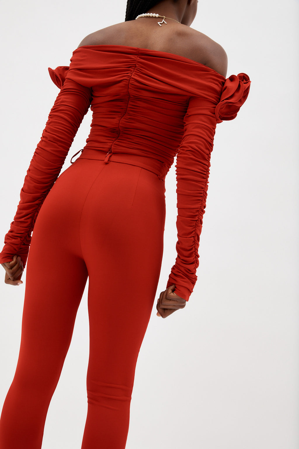 Skinny Red Tailored Trousers