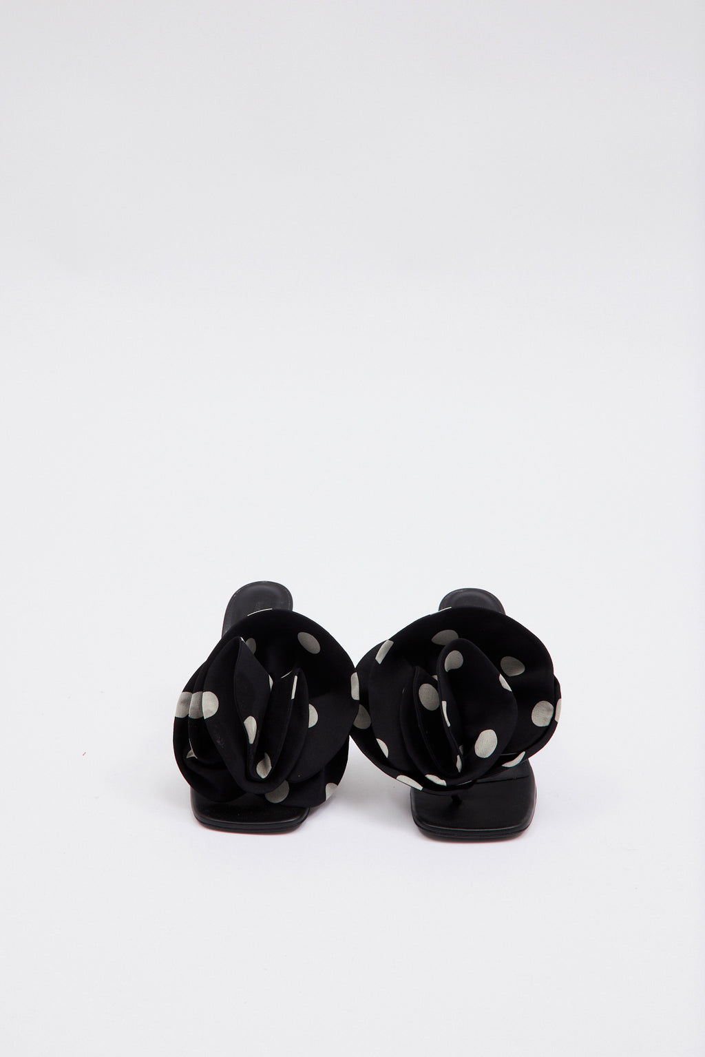 3D Black Polka Dot Flower Heels