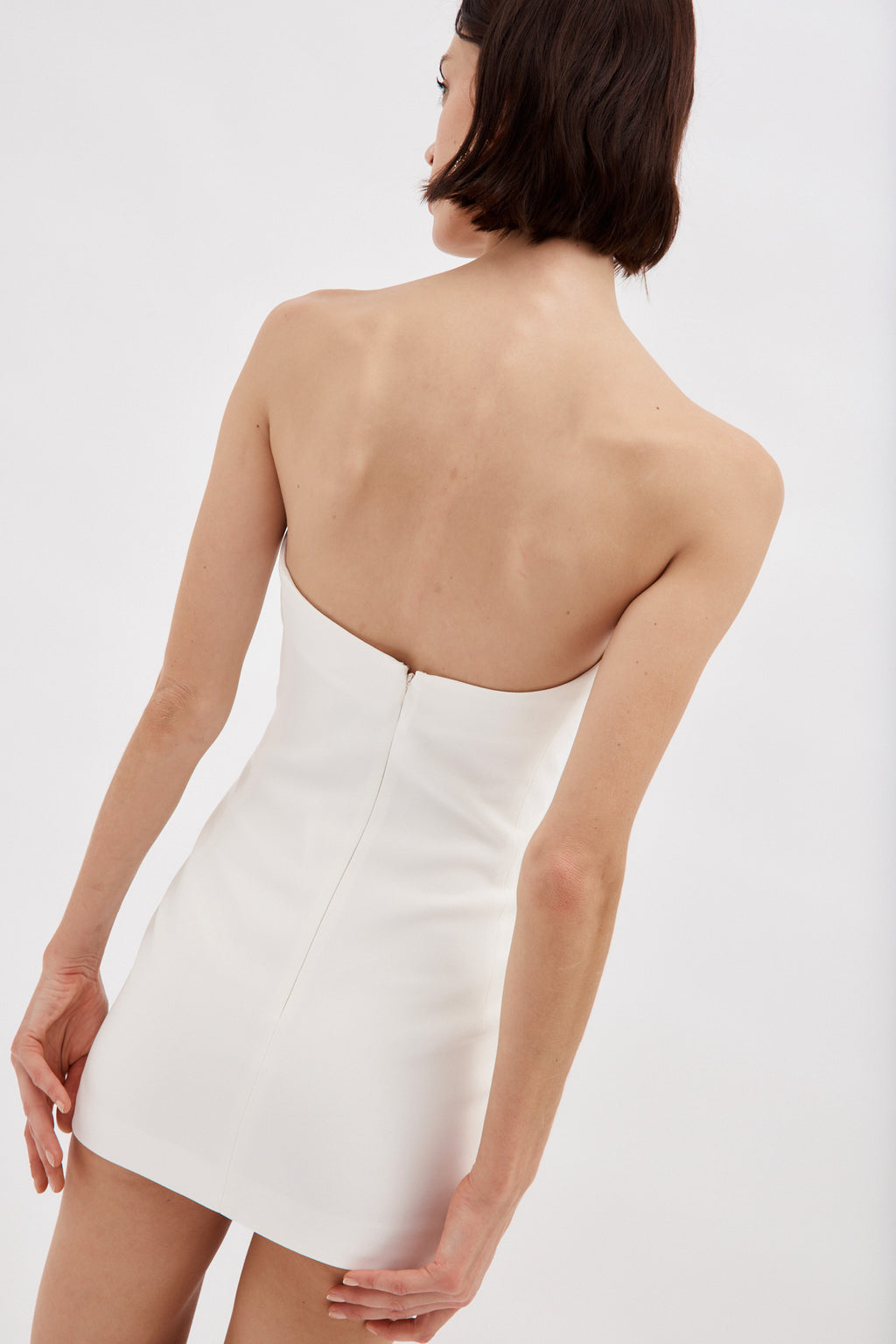 V Shape Bustier White Mini Dress