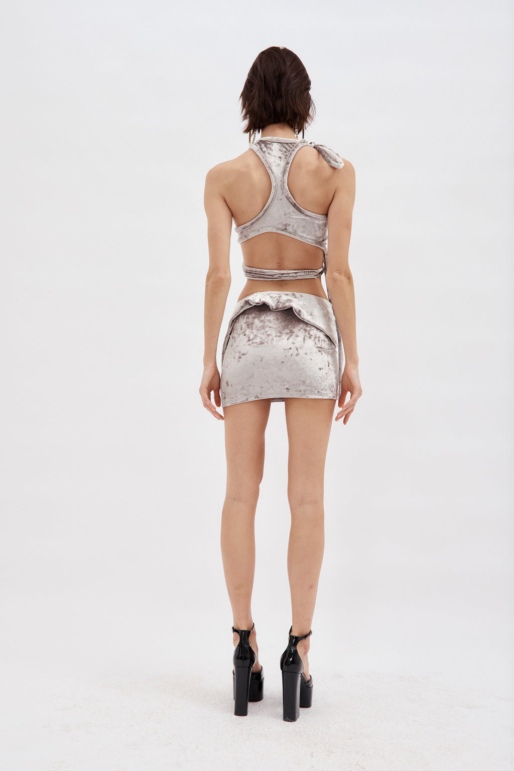 Velvet Silver Mini Skirt