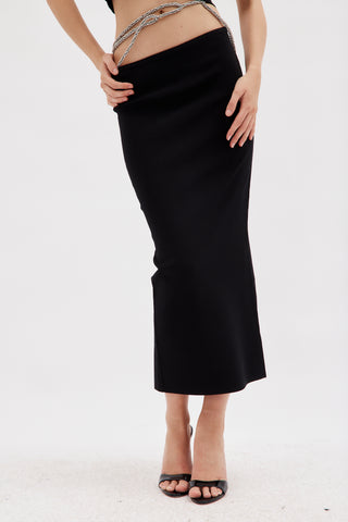 Crystal Lattice Black Rib Skirt