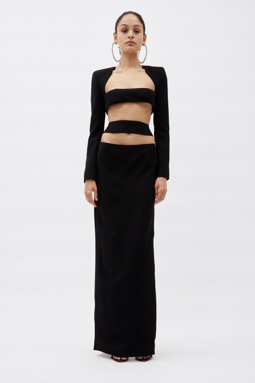 Long Black Skirt With Cut Out