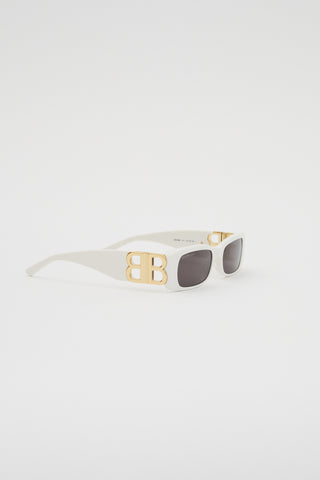 Narrow Rectangle White Sunglasses
