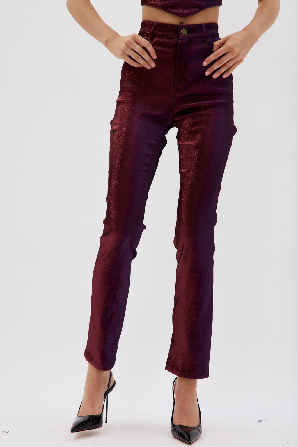 Straight Leg Purple Slit Pant