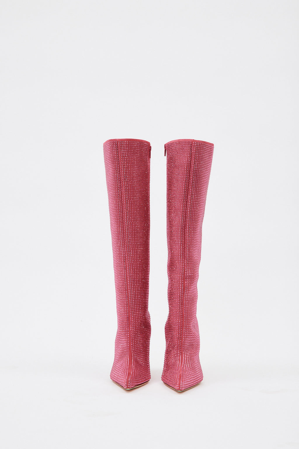 Tall Pointed Toe Pink Diamante Crystal Boots